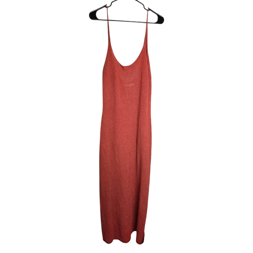 onia Sweater Maxi Dress Large Knit Linen Resort Beach Burnt Ochre